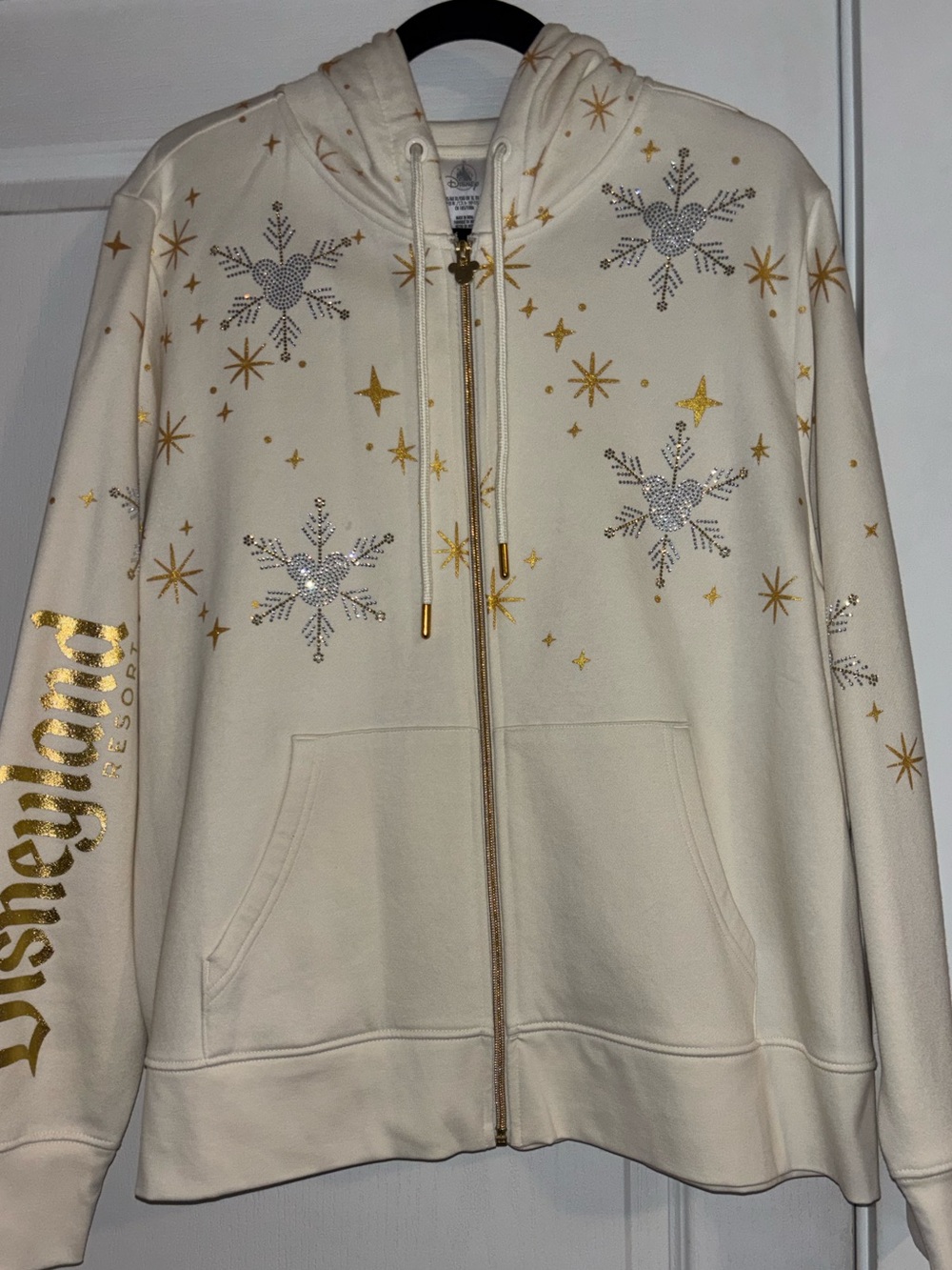 Disneyland Castle Bling Mickey Snowflake Zip Up Holiday Hoodie